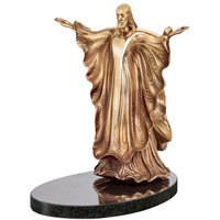 Goldener Jesus aus Bronze mit Steinsockel - Christkönig von Gartentraum.de