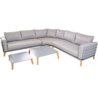 Graues Lounge Ecksofa aus Aluminium mit Tisch - Gartenlounge Phora von Gartentraum.de