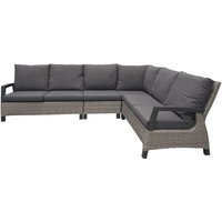 Graues XXL Loungesofa für 7 Personen aus Polyrattan mit Polster - Sofa Thula von Gartentraum.de