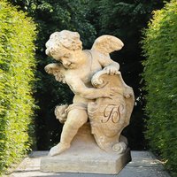 Große Barock Engel Skulptur - Uriel / Antikgrau von Gartentraum.de