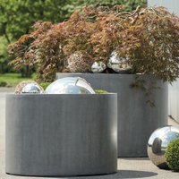Große Garten Pflanzkübel rund - Polystone grau - 2er Set - Zucca Große Garten Pflanzkübel rund - Polystone grau - 2er Set - Zucca von Gartentraum.de