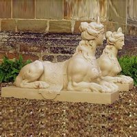 Große Garten Sphinx Skulptur aus Stein - links / Sand von Gartentraum.de
