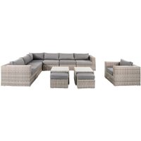 Große Loungegruppe mit Rattan-Optik in grau - Loungeecke Pari von Gartentraum.de