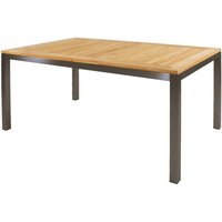 Großer Edelstahl Ausziehtisch mit Teakholzplatte - 152/210cm - Miralo von Gartentraum.de