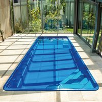 Großer GFK Pool - 350x820cm - mit 2 Treppen - Glas-Verbundbecken - rechteckig - Komplettset - Brasilia Pyrit / Dunkelblau von Gartentraum.de