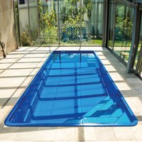 Großer GFK Pool - 350x820cm - mit 2 Treppen - Glas-Verbundbecken - rechteckig - Komplettset - Brasilia Pyrit / Hellblau von Gartentraum.de