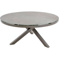 Großer Gartentisch rund mit Glaskeramikplatte aus Aluminium - Zuna / Taupe von Gartentraum.de