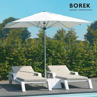 Großer Sonnenschirm von Borek - 3x4m - rechteckig - Aluminium Gestell - Reflex Sonnenschirm / Taupe von Gartentraum.de