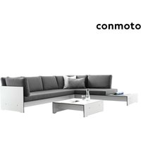 HPL Loungesofa mit Couchtisch für den Garten - Riva Loungeecke / Anthrazit / Auflagen hellbeige von Gartentraum.de