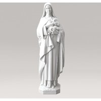 Heilige Maria Gartenstatue mit Blumen - Marmorguss - Madonna Stella / 59x18,5x14,5cm (HxBxT) von Gartentraum.de