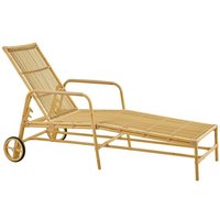 Hellbraune Sonnenliege aus Alu-Rattan mit Rollen - Sonnenliege Gerda / Beige von Gartentraum.de