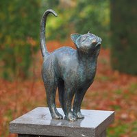 Heraufschauende Bronze Katze - Gartenfigur - Carla von Gartentraum.de