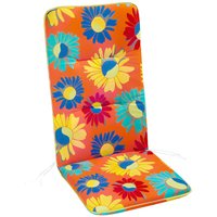 Hochlehner Stuhlauflagen mit Blumen-Muster - Auflage Floras / Orange bunte Blumen von Gartentraum.de