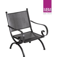 Hochwertiger Loungesessel aus Schmiedeeisen für den Garten - MBM - Loungesessel Romeo Elegance / mit Sitzkissen Uni Natur von Gartentraum.de