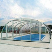 Hohe Garten Poolüberdachung - aus Aluminium & Polycarbonat - Sonderanfertigung - Olivin Hoch / 4 Segmente - 530x830cm (BxL) von Gartentraum.de