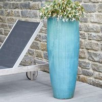 Hohe Gartenvase aus Keramik - rund - Ocean Blue - Otirando von Gartentraum.de