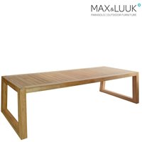 Holztisch aus Teak für den Essbereich im Garten von Max & Luuk - Alec Tisch / 76x300x110cm (HxBxT) von Gartentraum.de