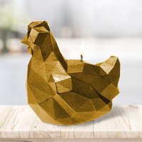 Huhn Vogelfigur als vegane Kerze - modernes Design - Warlia / Dunkelgold von Gartentraum.de