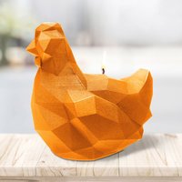 Huhn Vogelfigur als vegane Kerze - modernes Design - Warlia / Orange von Gartentraum.de