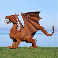 Imposante Drachenfigur XXL aus Edelstahl oder Rost - Matos / Stahl - Rost von Gartentraum.de