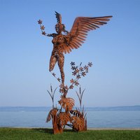 Imposante Nymphen Skulptur im floralen Design - Syrinx / Stahl - Rost von Gartentraum.de