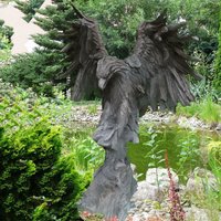 Imposante XXL Adler Gartenfigur aus Steinguss - Adelo / Antikgrau von Gartentraum.de
