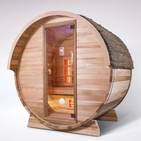Infrarot Saunafass aus Holz für den Garten - 3 Personen - Xhemile / Zedernholz / Dach mit Schindelabdeckung von Gartentraum.de