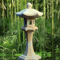 Japanische Garten Stein Lampe - Hiragana / Antikgrau von Gartentraum.de