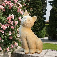Katze Steinfigur für den Garten - Prissila / Antikgrau von Gartentraum.de