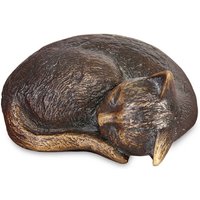Katze eingerollt - Dekofigur aus Bronze/Aluminium - Katze schläft / Bronze Patina Asche von Gartentraum.de