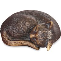 Katze eingerollt - Dekofigur aus Bronze/Aluminium - Katze schläft / Bronze Sonderpatina von Gartentraum.de