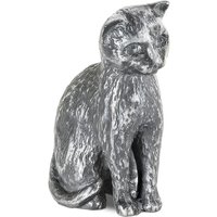Katzenskulptur - kleine Dekofigur aus Metall - Katze sitzt / Aluminium dunkelgrau von Gartentraum.de