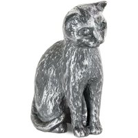 Katzenskulptur - kleine Dekofigur aus Metall - Katze sitzt / Aluminium schwarz von Gartentraum.de
