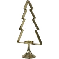 Kerzenständer als Tannenbaum - Aluminium goldfarben - Talin / 50x25x14cm (HxBxT) von Gartentraum.de