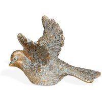 Kleine Bronze Vogelfigur für den Garten - links - Vogel Milo rechts / Bronze Patina grün von Gartentraum.de