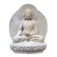 Kleine Buddha Figur aus Steinguss sitzend - Raivata / Sand von Gartentraum.de