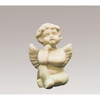 Kleine Deko Engel Steinfigur aus Steinguss - Denker / Antikgrau von Gartentraum.de