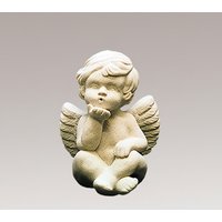 Kleine Deko Steinfigur mit Engel pustend - Charmeur / Antikgrau von Gartentraum.de