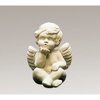 Kleine Deko Steinfigur mit Engel pustend - Charmeur / Sand von Gartentraum.de