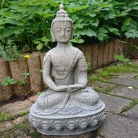 Kleine Dekofigur mit Buddha - Gautama / Antikgrau von Gartentraum.de