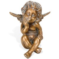 Kleine Engel Gartenfigur Bronze - nachdenklich - Angelo Pequeno / Bronze Patina Asche von Gartentraum.de