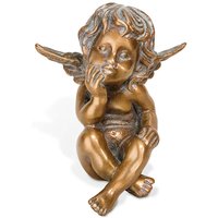 Kleine Engel Gartenfigur Bronze - nachdenklich - Angelo Pequeno / Bronze Patina grün von Gartentraum.de