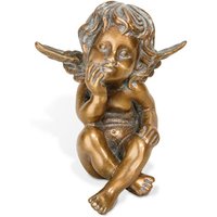 Kleine Engel Gartenfigur Bronze - nachdenklich - Angelo Pequeno / Bronze braun von Gartentraum.de