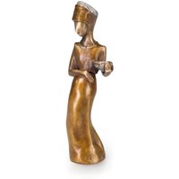 Kleine Frauenskulptur mit Gewand - limitierte Bronze - Schwangere mit Korb von Gartentraum.de