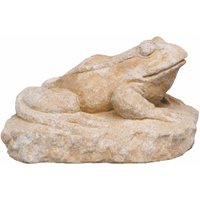 Kleine Froschfigur auf Felsen aus Steinguss für den Garten - Ufudo / Sand von Gartentraum.de
