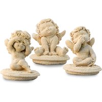 Kleine Schutzengel Figuren aus Steinguss - Trio Angelo / Portland Weiß von Gartentraum.de