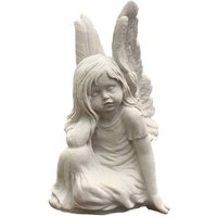 Kleine Steinfigur mit Engel - Clarina / Portland weiß von Gartentraum.de
