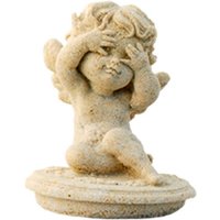 Kleine Steinguss Figur mit Engel Motiv  - Zara / Antikgrau von Gartentraum.de
