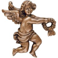 Kleine Wanddeko Engelfigur mit Kranz - Bronze/Alu - Angelo Gara rechts / Aluminium grau von Gartentraum.de