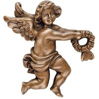 Kleine Wanddeko Engelfigur mit Kranz - Bronze/Alu - Angelo Gara rechts / Bronze dunkelbraun von Gartentraum.de